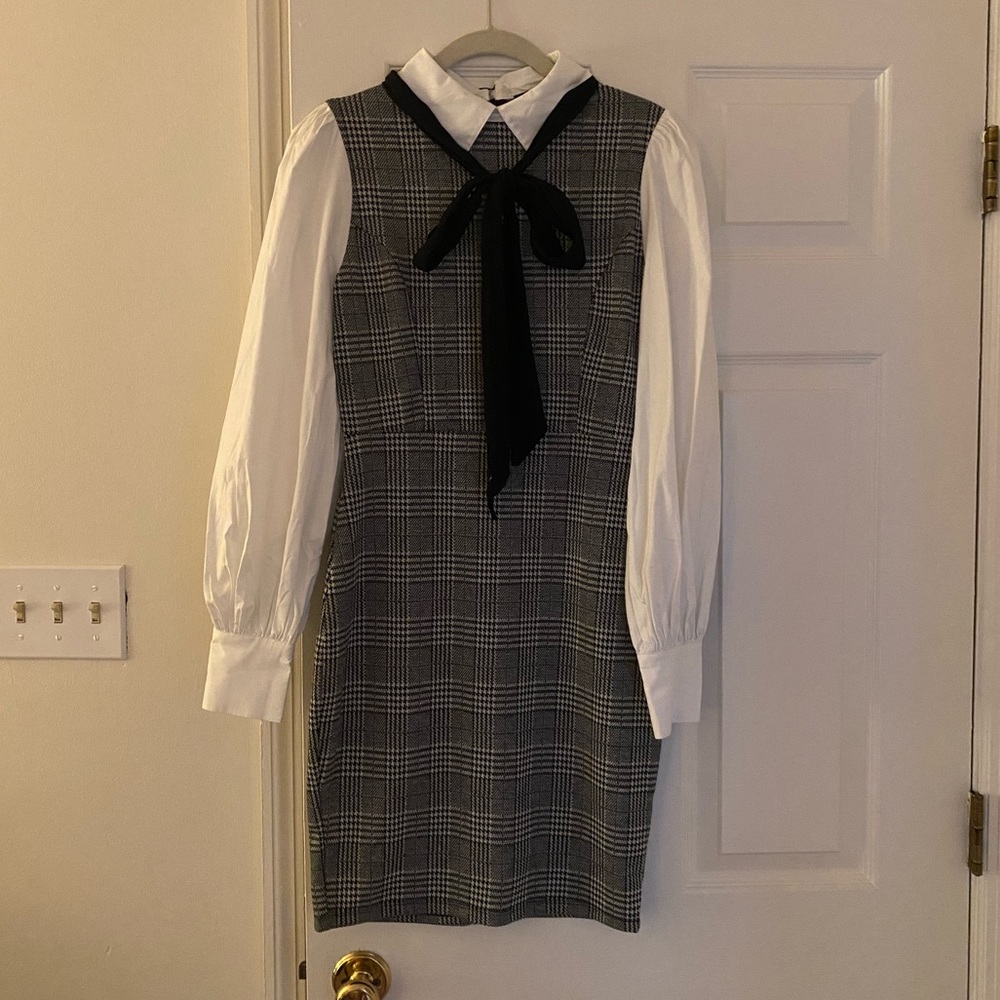 Academia Inspired Vintage Dress with attached Neck Tie